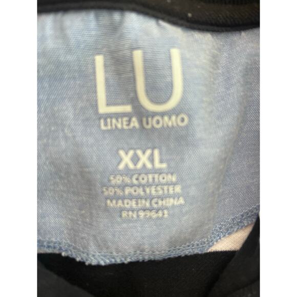 Linea Uomo Polo Men’s Sz XXL Rugby Style Red/Wt/Blu Stripes S/S Sports Casual - Picture 3 of 4